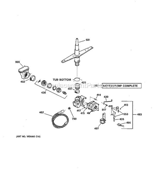 GE GSD4200J00CC Dishwasher Motor - Pump Mechanism Diagram