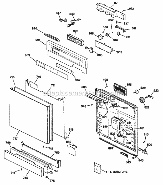 GE GSD4230X66WW Dishwasher Section Diagram