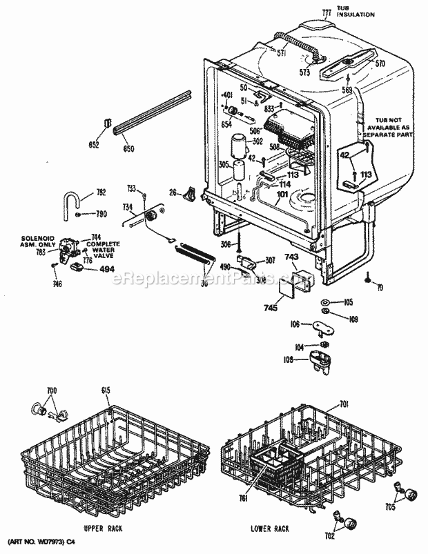 GE GSD830T-62WW Dishwasher Section Diagram