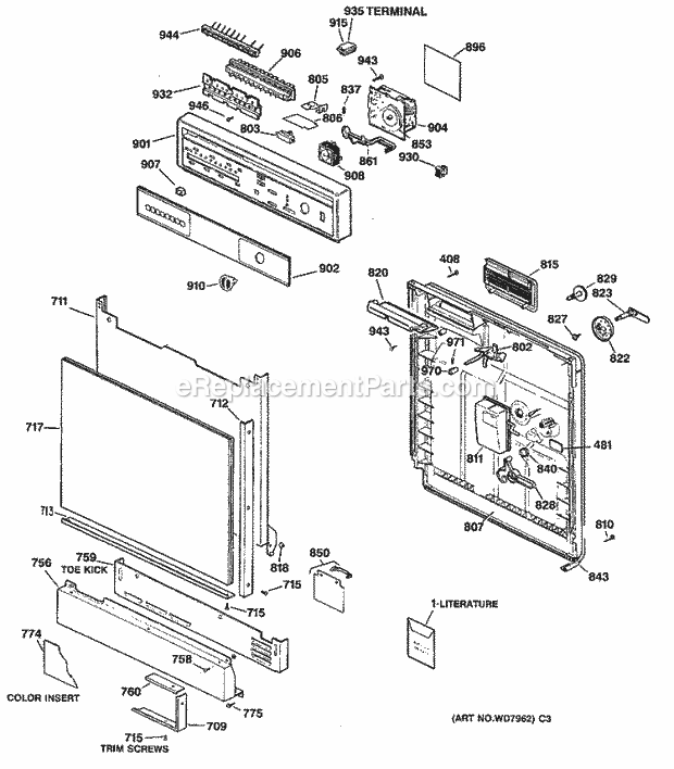 GE GSD830T-64WW Dishwasher Page C Diagram