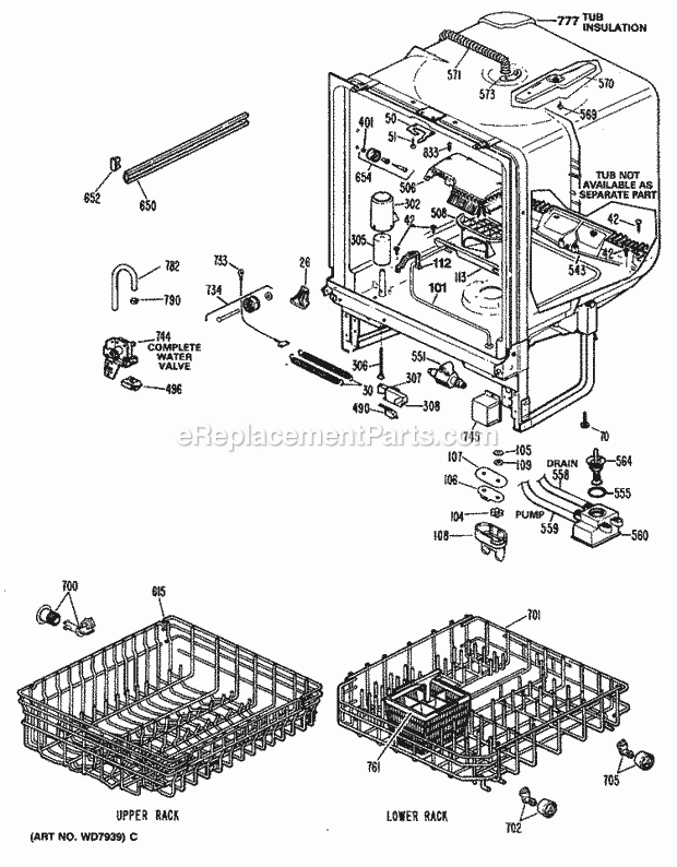 GE GSD970M-01 Ge Dishwashers Section Diagram