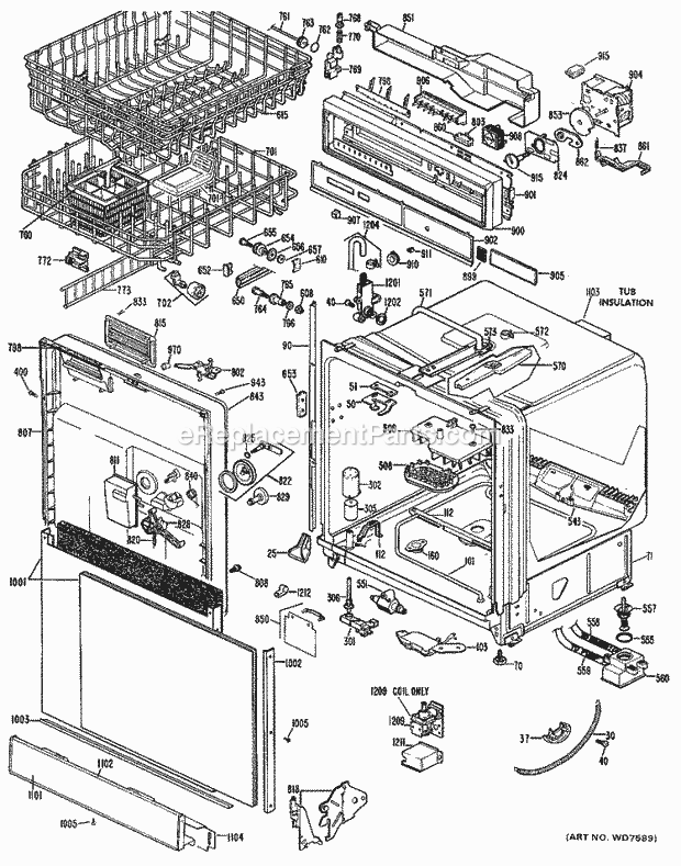 GE GSD980T-02 Dishwasher Section Diagram