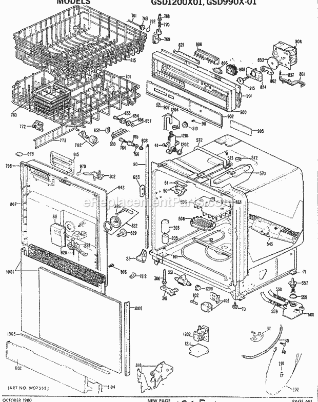 GE GSD990X-01 Dishwasher Section Diagram