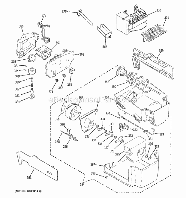 GE GSF25KGWCBB Refrigerator W Series Ice Maker & Dispenser Diagram