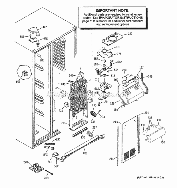 GE GSF25TGTBBB Refrigerator Freezer Section Diagram