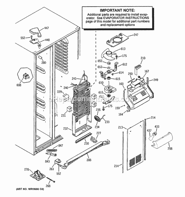 GE GSF25TGWABB Refrigerator W Series Freezer Section Diagram