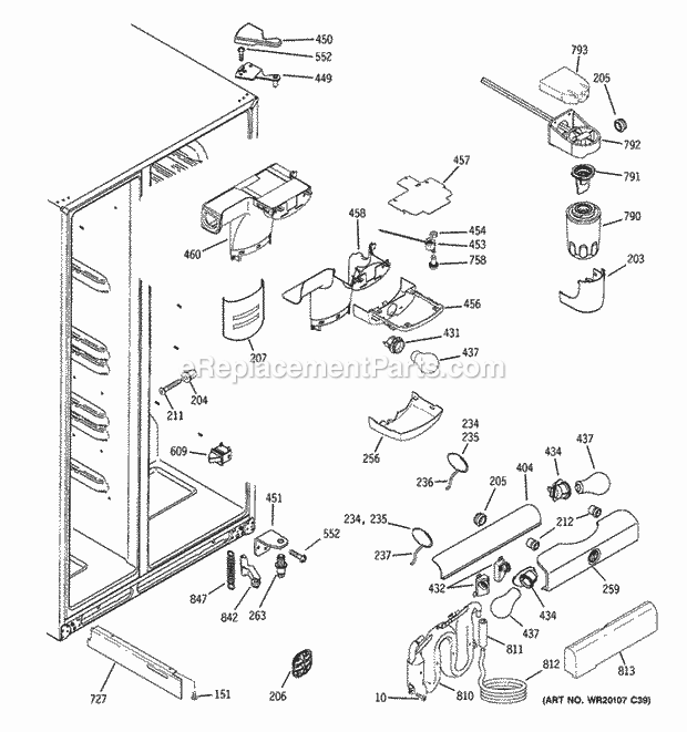 GE GSF25TGWAWW Refrigerator W Series Fresh Food Section Diagram