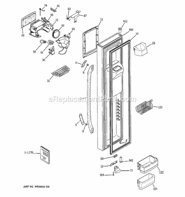 GE GSF25TGWCBB Refrigerator W Series Freezer Door Diagram