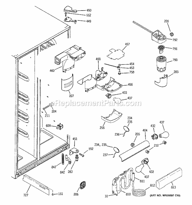 GE GSF25TGWCBB Refrigerator W Series Fresh Food Section Diagram