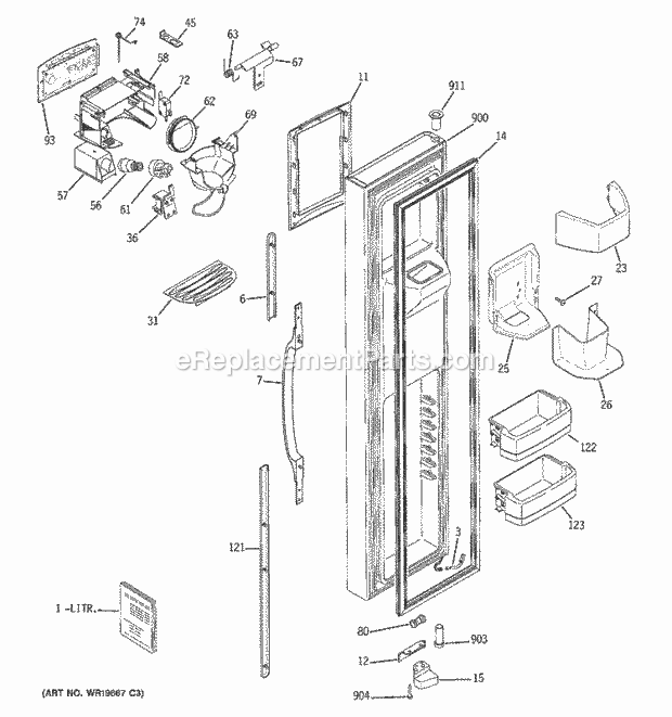 GE GSF25XGREBB Refrigerator Freezer Door Diagram