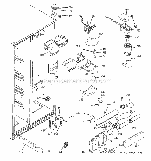 GE GSF26KHWABB Refrigerator W Series Fresh Food Section Diagram