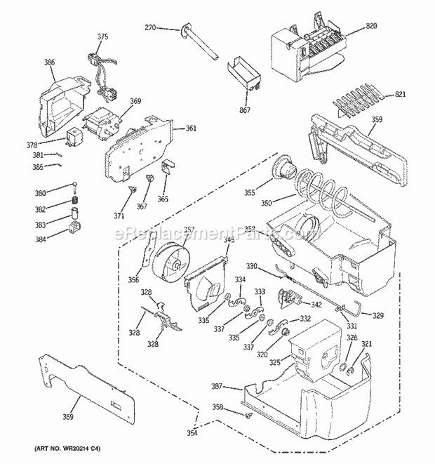 GE GSF26KHWABB Refrigerator W Series Ice Maker & Dispenser Diagram