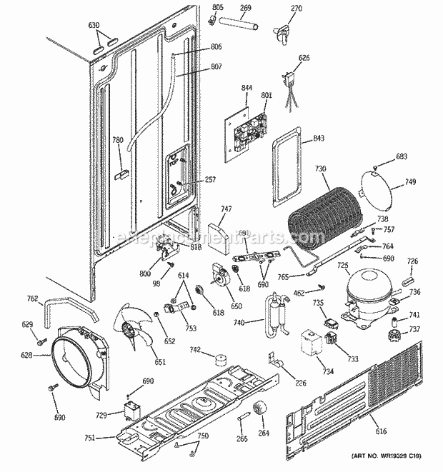 GE GSG20IEPDFWW Refrigerator Sealed System & Mother Board Diagram