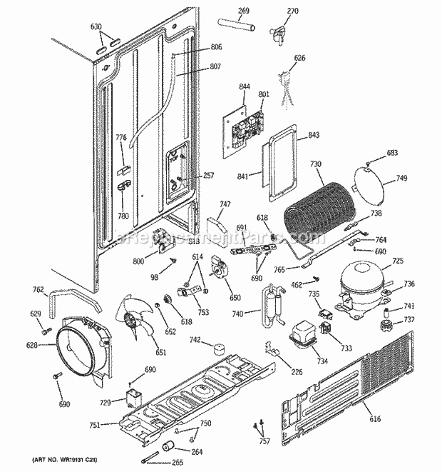 GE GSG22KEMDFBB Refrigerator Sealed System & Mother Board Diagram