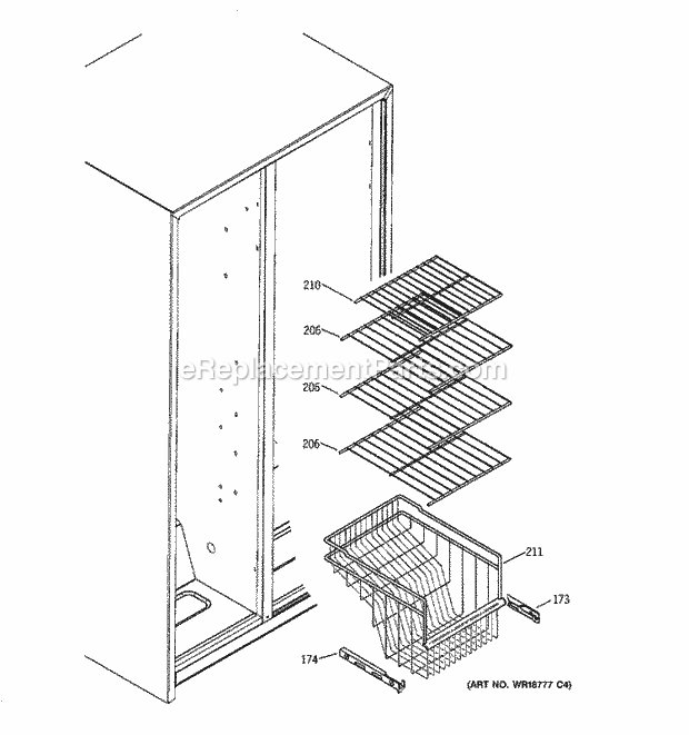 GE GSG22KEMDFBB Refrigerator Freezer Shelves Diagram