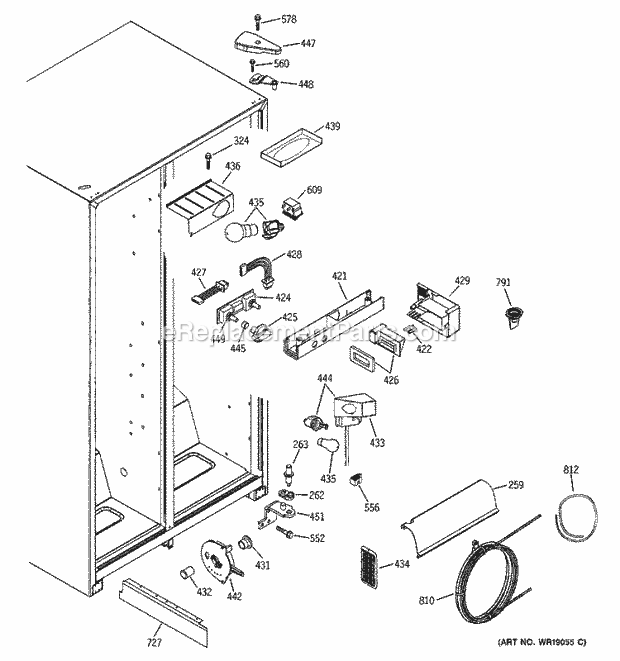 GE GSG25MIMCFBB Refrigerator Fresh Food Section Diagram