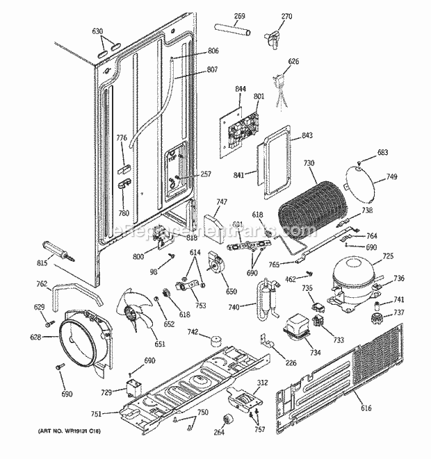 GE GSG25MIMDFBB Refrigerator Sealed System & Mother Board Diagram