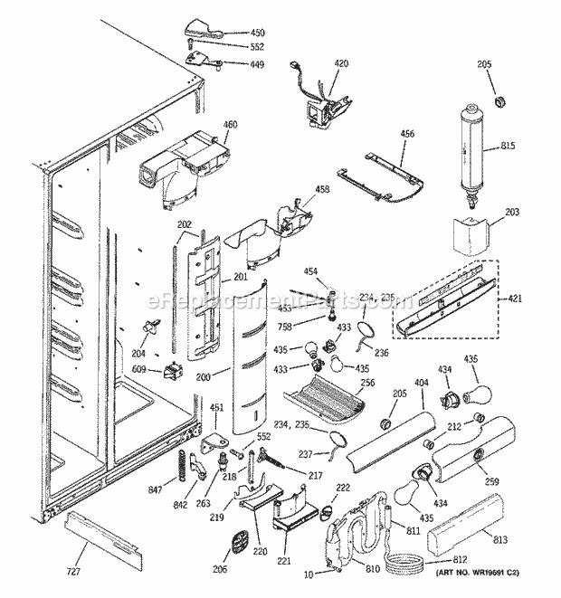 GE GSG25MISACWW Refrigerator Fresh Food Section Diagram