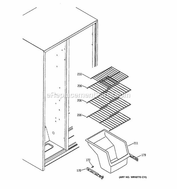 GE GSH22IFTEWW Refrigerator T Series Freezer Shelves Diagram