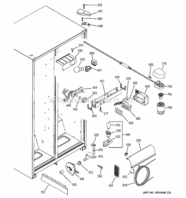 GE GSH22JFPHWW Refrigerator Fresh Food Section Diagram