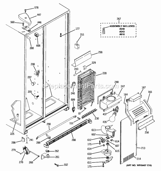 GE GSH22JGBBWW Freezer Section Diagram