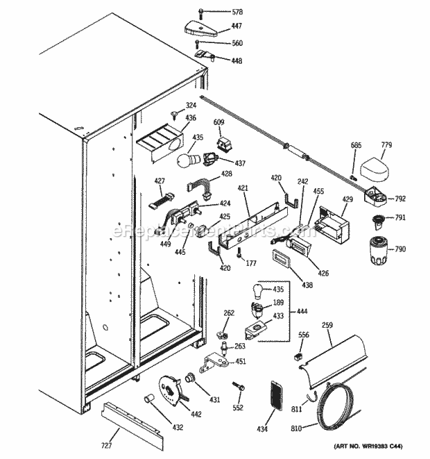 GE GSH22JGBBWW Fresh Food Section Diagram