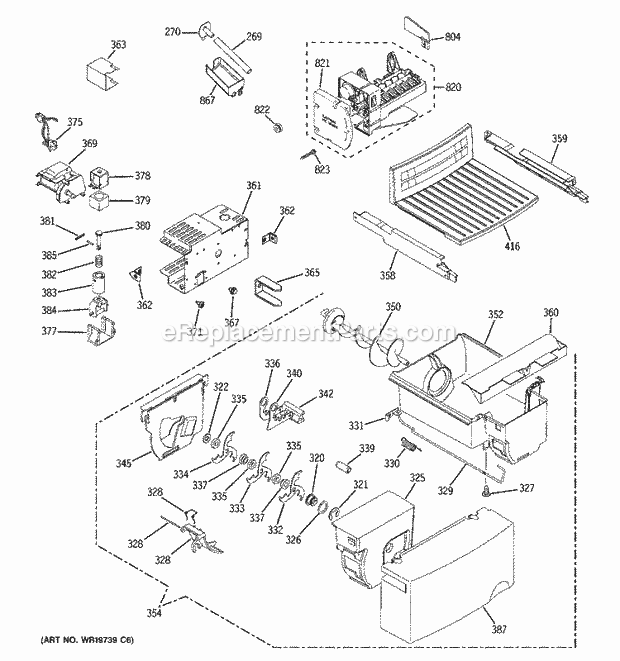 GE GSH22JSTDSS Refrigerator T Series Ice Maker & Dispenser Diagram