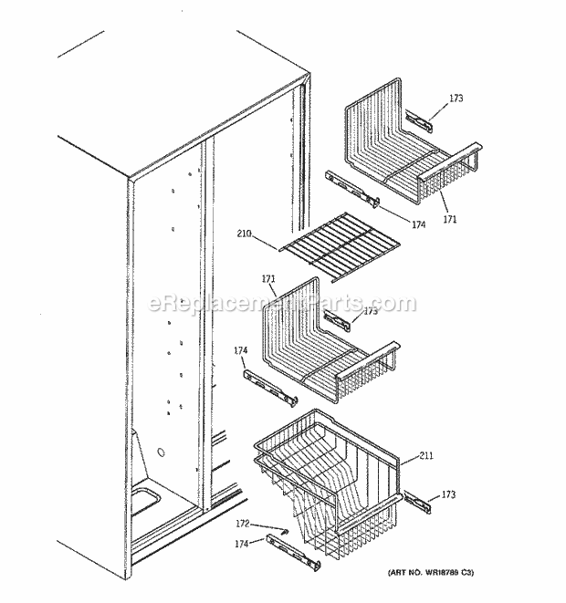 GE GSH22VGPBWW Refrigerator Freezer Shelves Diagram