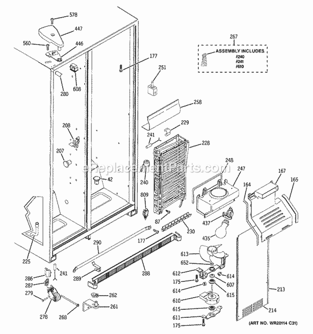 GE GSH25JGBCWW Freezer Section Diagram