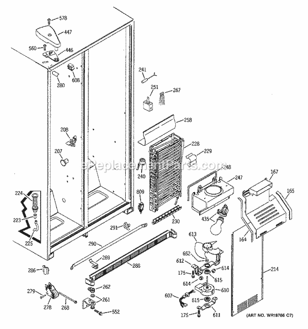 GE GSH25KGMAWW Refrigerator Freezer Section Diagram