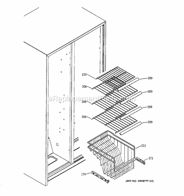 GE GSH25KGMBBB Refrigerator Freezer Shelves Diagram