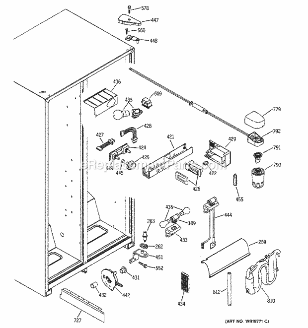 GE GSH25KGMBBB Refrigerator Fresh Food Section Diagram