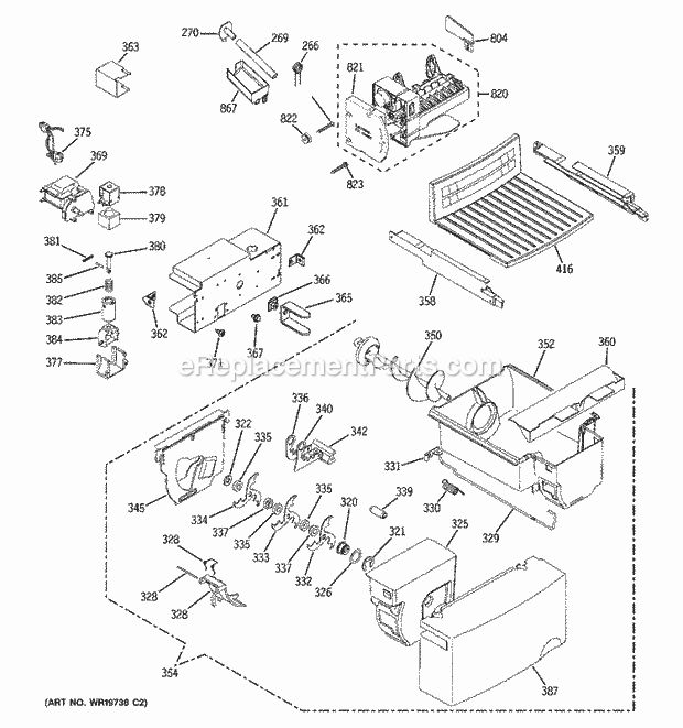 GE GSH25KGREWW Refrigerator Ice Maker & Dispenser Diagram