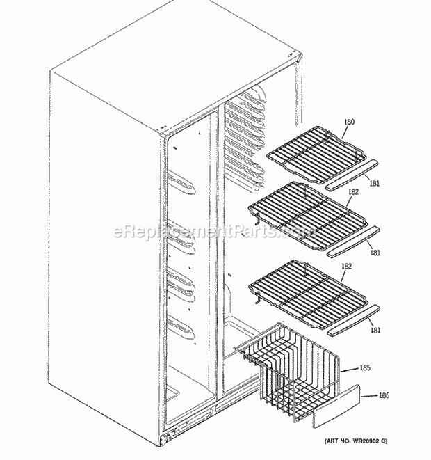 GE GSHS6HGDBCSS Freezer Shelves Diagram