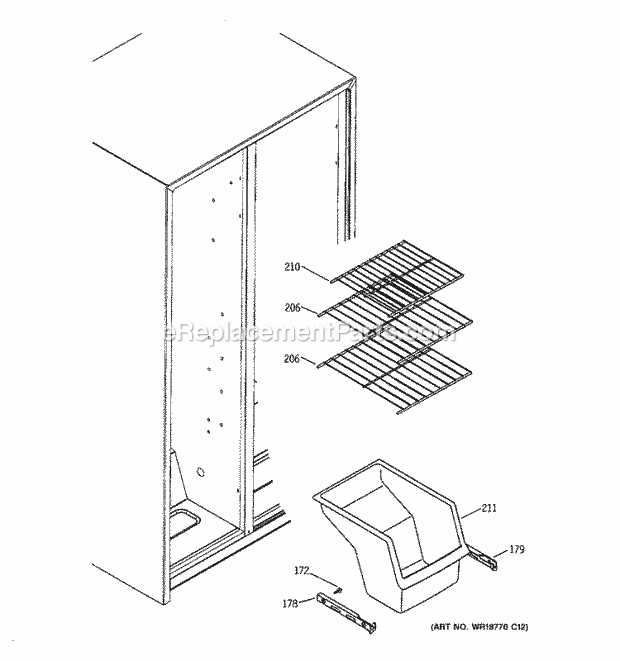 GE GSL25IGRBBS Refrigerator Freezer Shelves Diagram