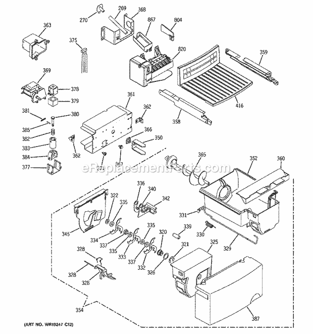 GE GSL25JFPDBS Refrigerator Ice Maker & Dispenser Diagram