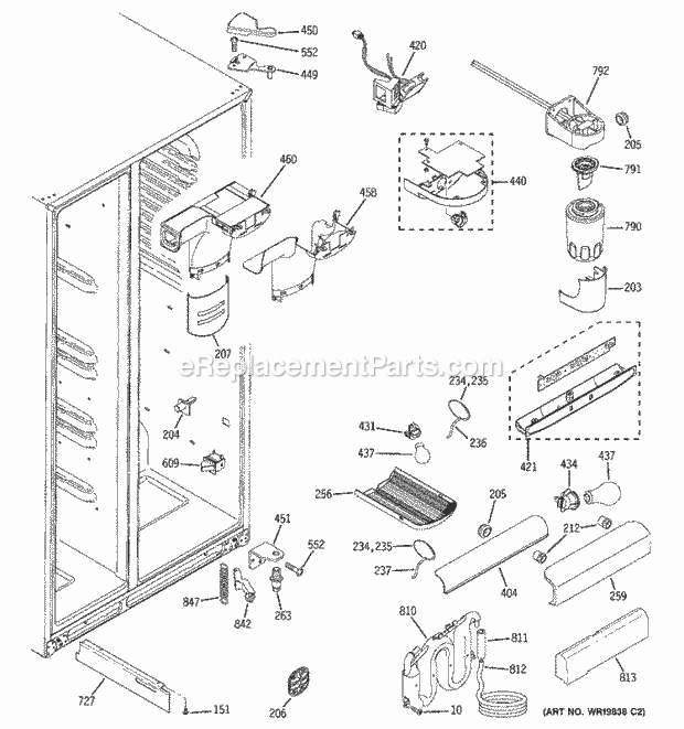 GE GSL25WGSCBS Refrigerator Fresh Food Section Diagram