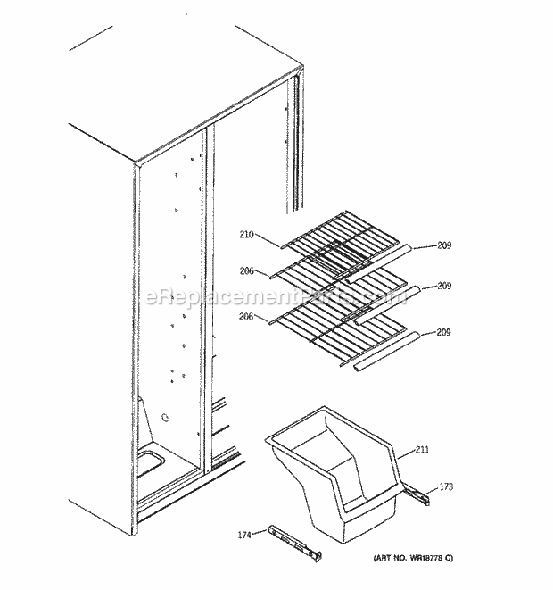 GE GSS20IEMBWW Refrigerator Freezer Shelves Diagram