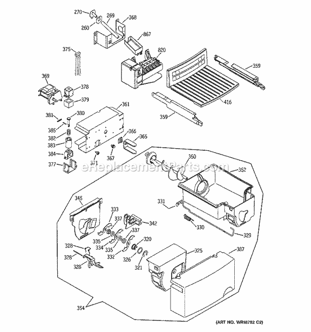 GE GSS20IEMBWW Refrigerator Ice Maker & Dispenser Diagram