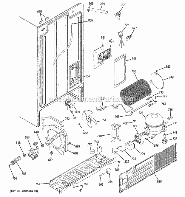 GE GSS20IEPKBB Refrigerator Sealed System & Mother Board Diagram