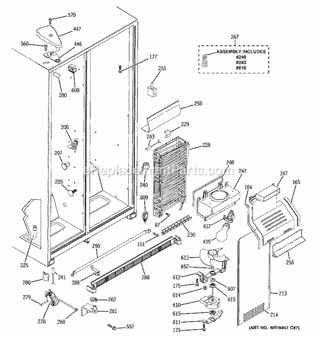 GE GSS20IEPKWW Refrigerator Freezer Section Diagram