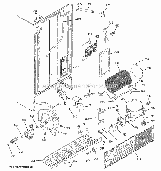 GE GSS20IEPKWW Refrigerator Sealed System & Mother Board Diagram