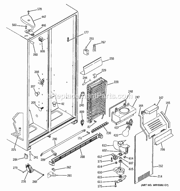 GE GSS22IFPDWW Refrigerator Freezer Section Diagram