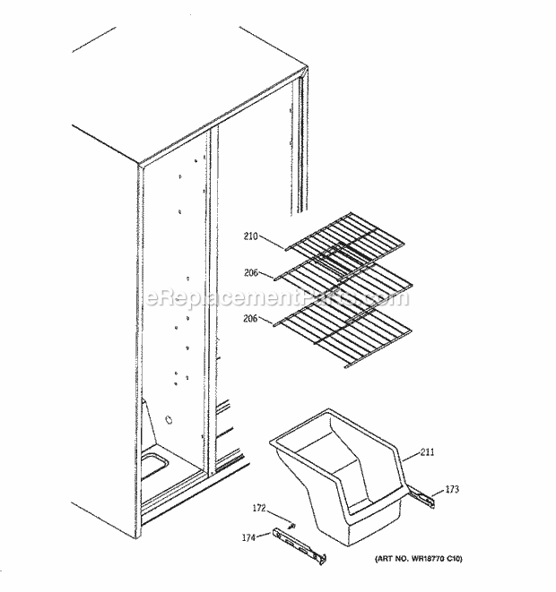 GE GSS22IFPDWW Refrigerator Freezer Shelves Diagram