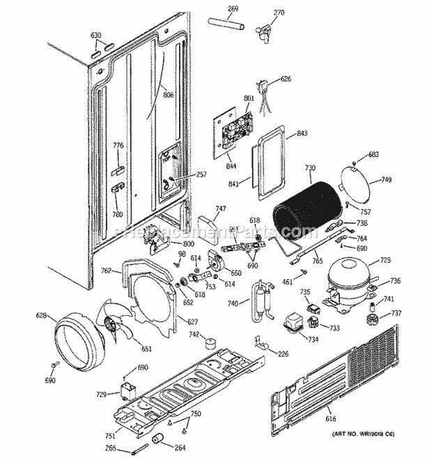 GE GSS22JEMCBB Refrigerator Sealed System & Mother Board Diagram