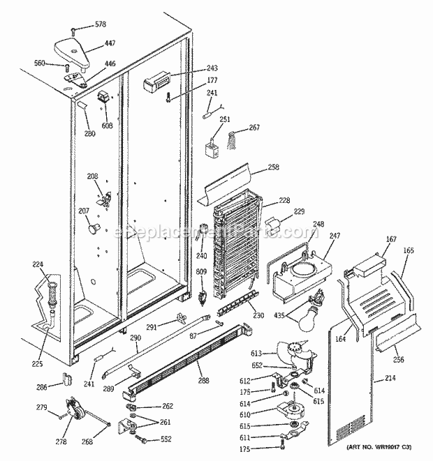 GE GSS22JEMCBB Refrigerator Freezer Section Diagram