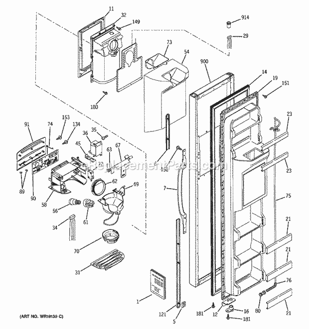 GE GSS22JEMDBB Refrigerator Freezer Door Diagram