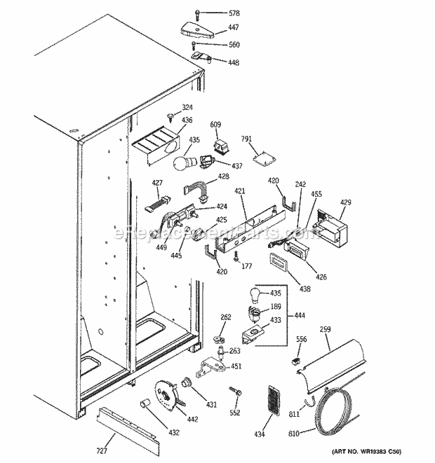 GE GSS22JEPCBB Refrigerator Fresh Food Section Diagram