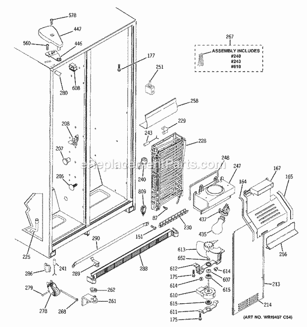 GE GSS22JEPJBB Refrigerator Freezer Section Diagram