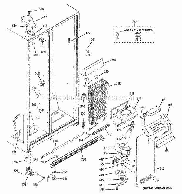 GE GSS22JERFCC Refrigerator Freezer Section Diagram